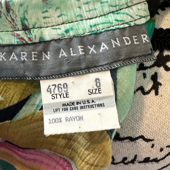 Vintage Karen Alexander Multicolored Belted Ruched Floral Print Dress Size 6 - Picture 5 of 10